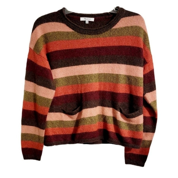 Madewell Sweaters - Madewell Womens Chelsea Pocket Multicolor Striped Pullover Sweater Size Medium